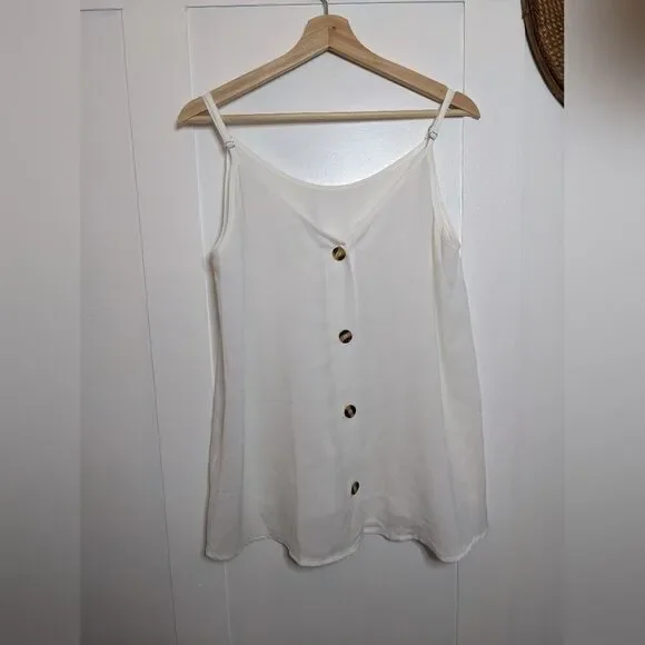 Women's white sheer tank top  - XL Buttons - Picture 6 of 11
